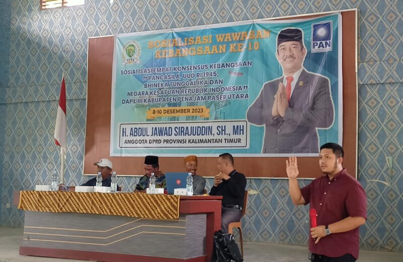 Foto : Anggota Dewan Perwakilan Rakyat Daerah Kalimantan Timur (DPRD Kaltim) H. A. Jawad Sirajuddin, S.H.,M.H Melakukan Kegiatan Sosialisasi Kebangsaan yang dilaksanakan di Desa Telemow, Kecamatan Sepaku, Kabupaten Penajam Paser Utara